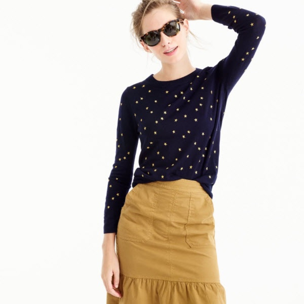 J. Crew Tippi Sweater with Gold Stars